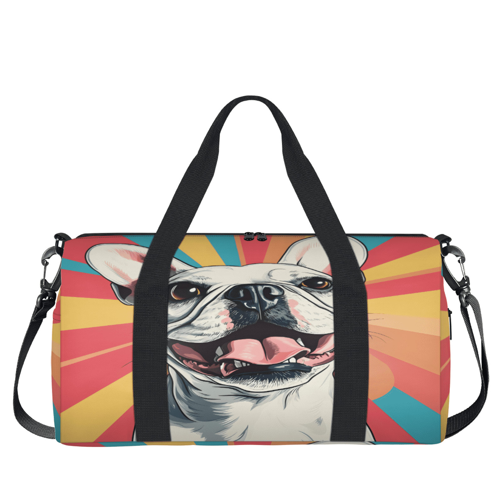 Herdesigns English Bulldog Dog Travel Duffle Bag Sports Yoga Weekender Overnight Carry on Workout Bags Lightweight Waterproof Gym Tote Bag for Women Dog