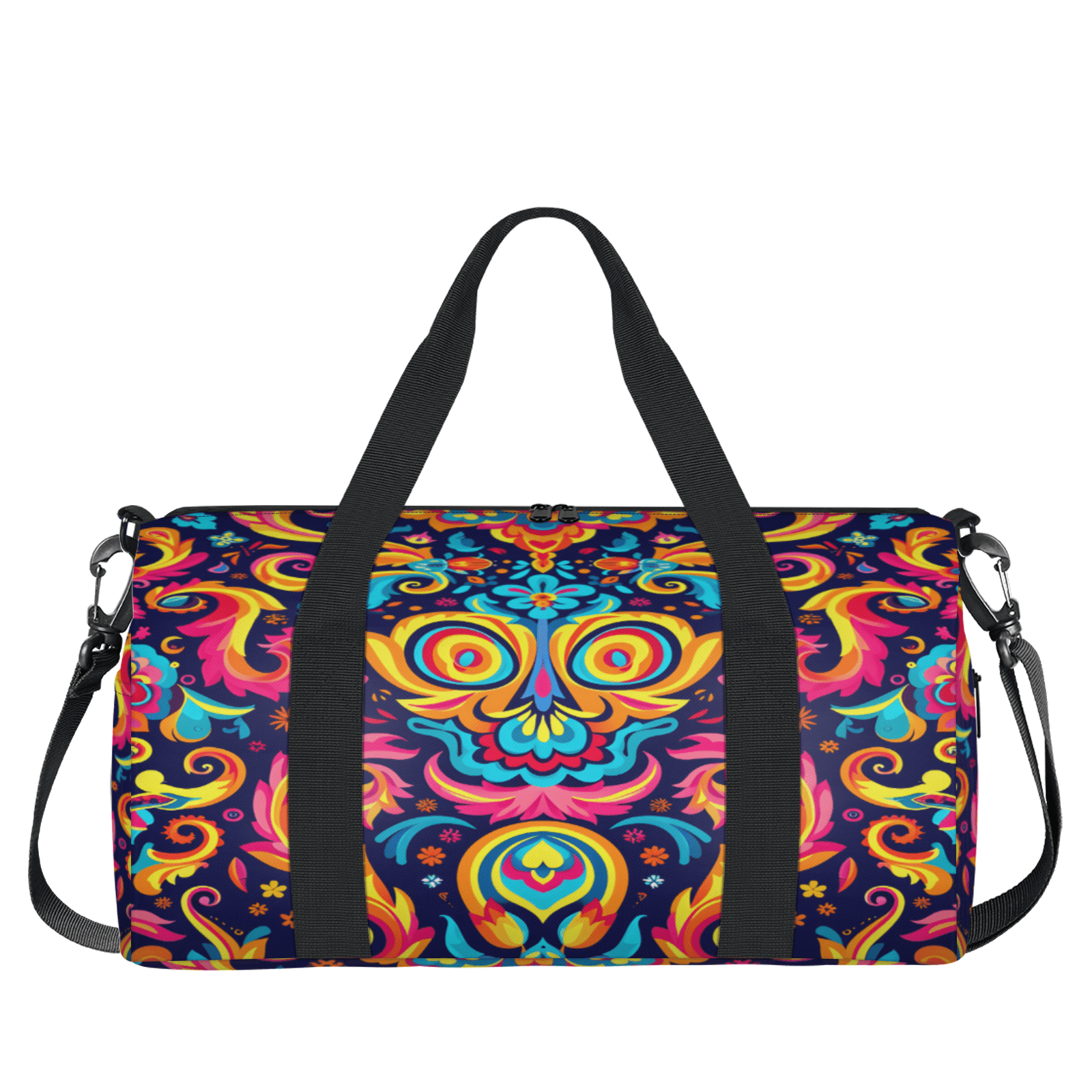 Herdesigns Ethnic Indian Gym Bag for Women, Duffle Bag for Travel Sport, Flower Lightweight Waterproof Carry on Weekender Dance Yoga Workout Bags