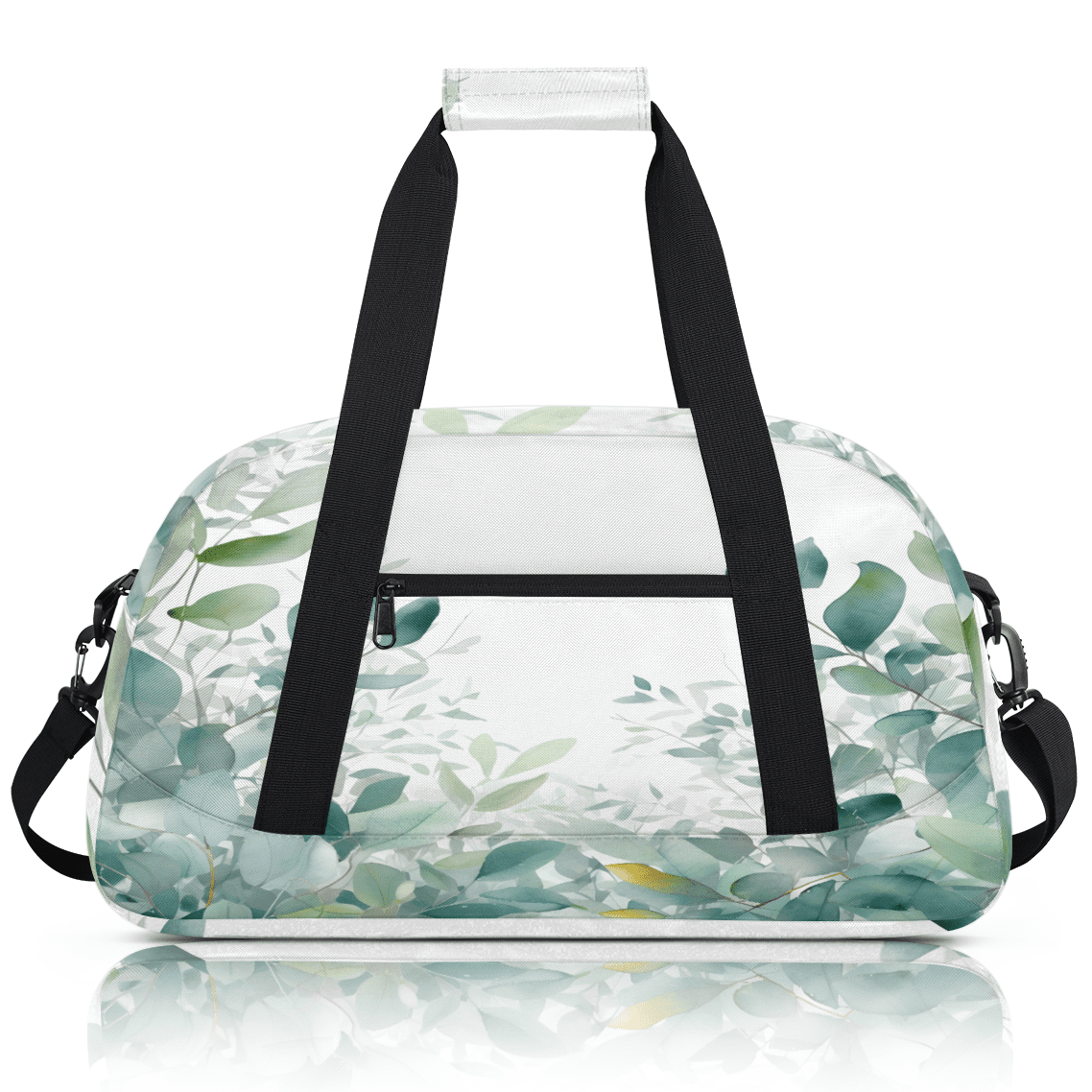 Herdesigns Eucalyptus Leaf Sports Duffle Bag for Women & Men, Sage Green Plants Gym Bag Dance Bag Overnight Bag Carry On Weekender Travel Bag