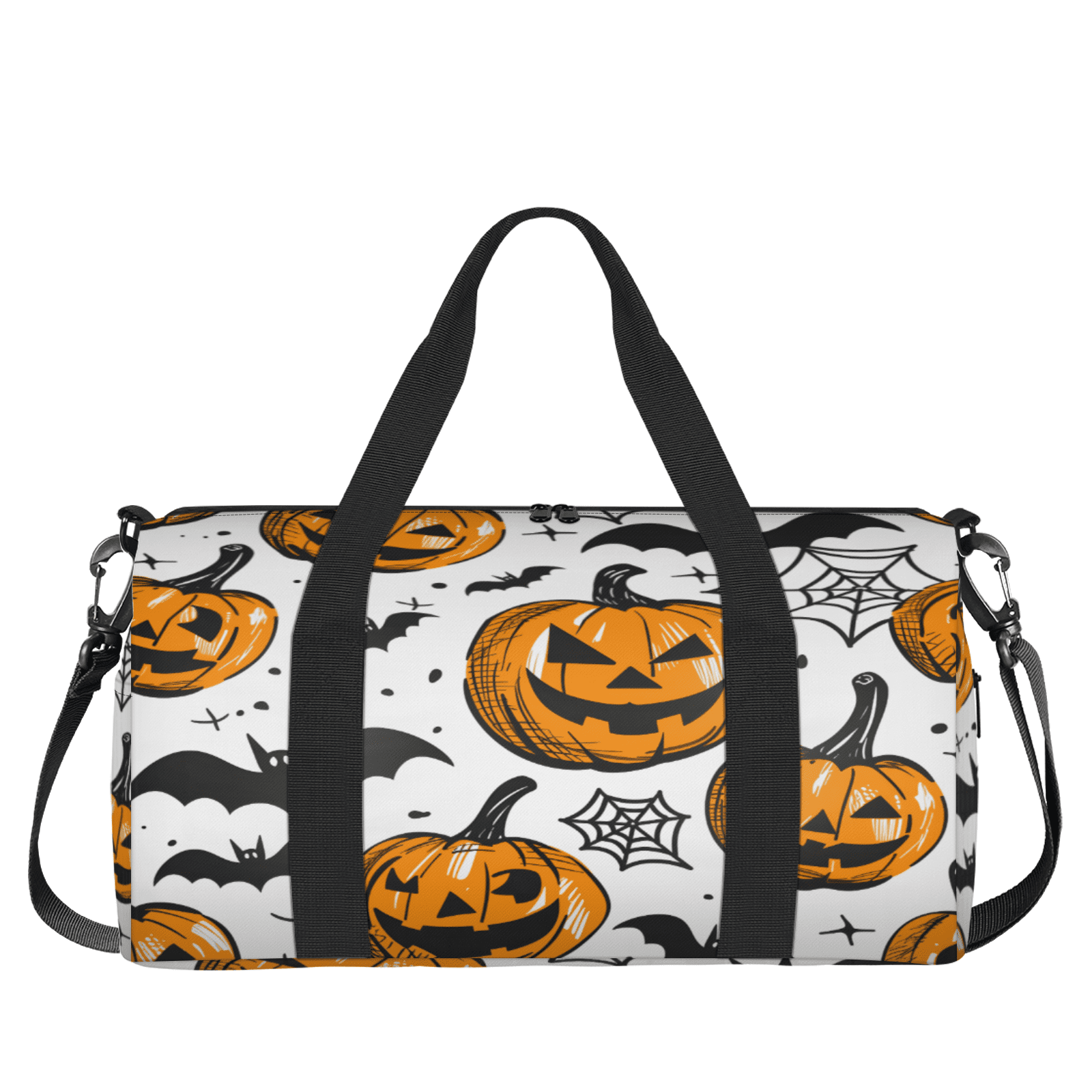 Herdesigns Evil Pumpkin Gym Bag for Women, Duffle Bag for Travel Sport, Halloween Bat Lightweight Waterproof Carry on Weekender Dance Yoga Workout Bags