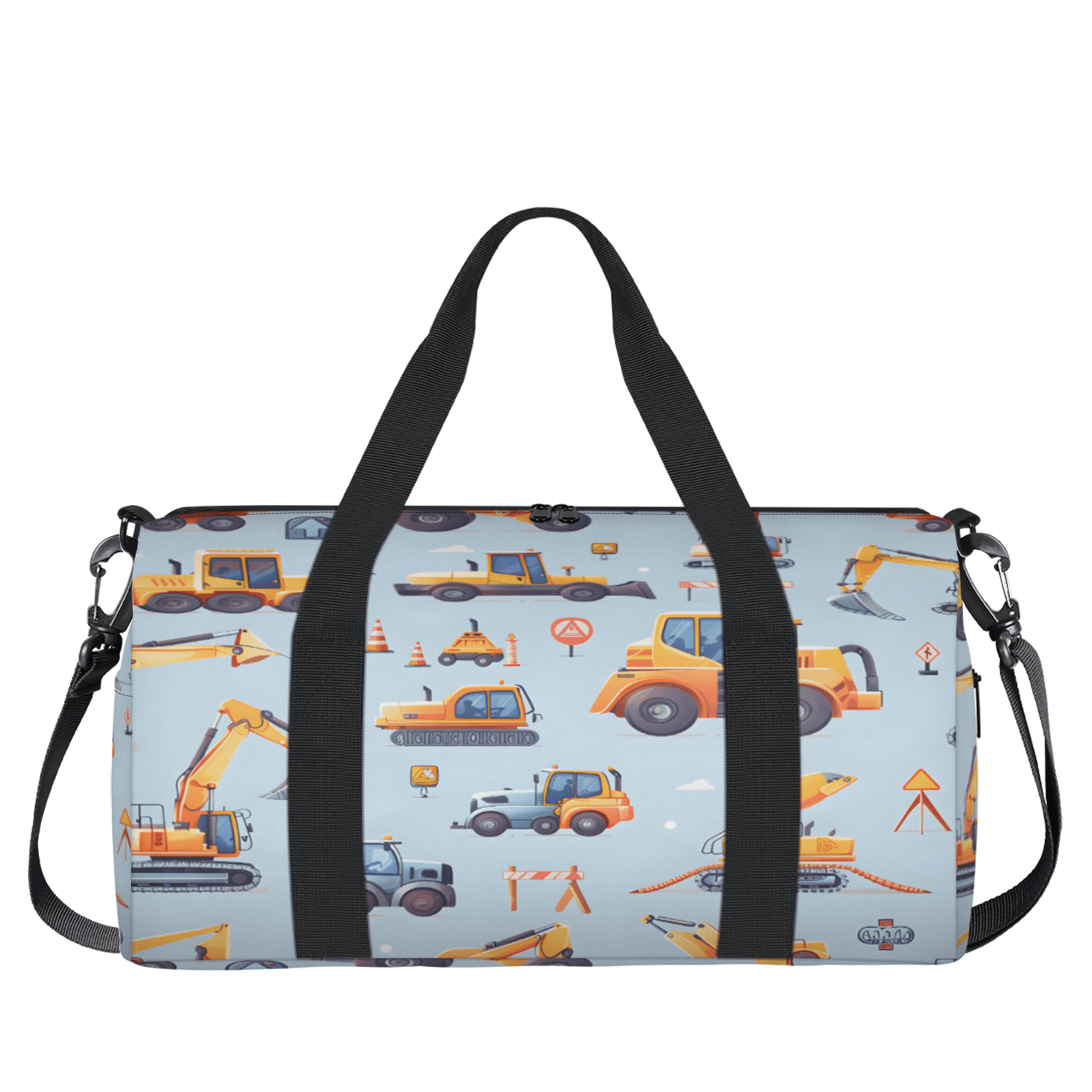 Herdesigns Excavator Travel Duffle Bag Sports Yoga Weekender Overnight Carry on Workout Bags Lightweight Waterproof Gym Tote Bag for Women Cartoon Tractor Machinery Trucks