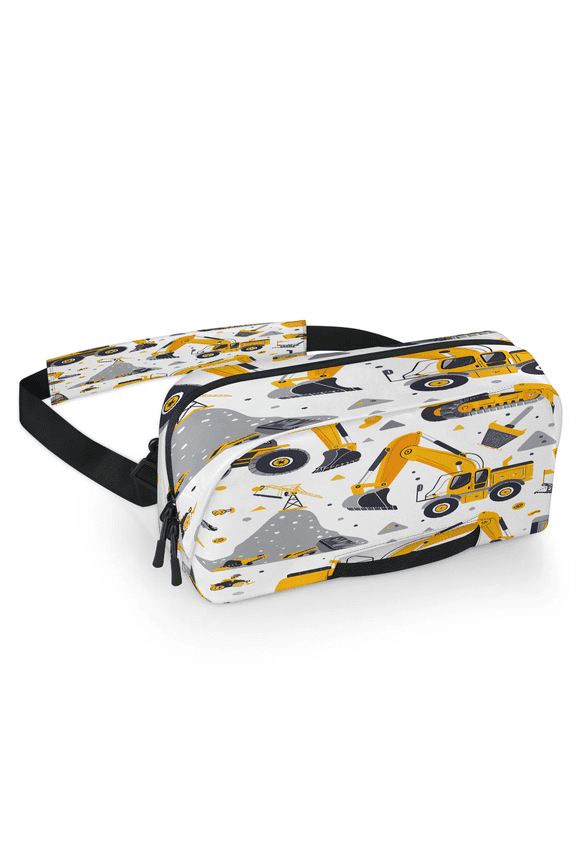 Excavator Vehicle Carrying Case Bag for Gaming Console, Waterproof Travel Crossbody Sling Bag Compatible with Nintendo Switch 2, Adjustable Shoulder Strap Chest Bag, Construction