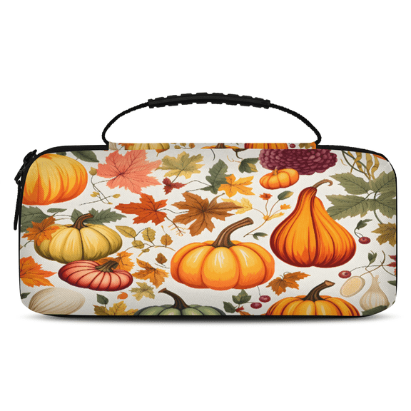 Herdesigns Fall Carry Case Compatible with Nintendo Switch 2, with 20 Game Card Slots, Thanksgiving Autumn Pumpkin Leaf Portable Travel Carrying Case Pouch for Accessories & Games