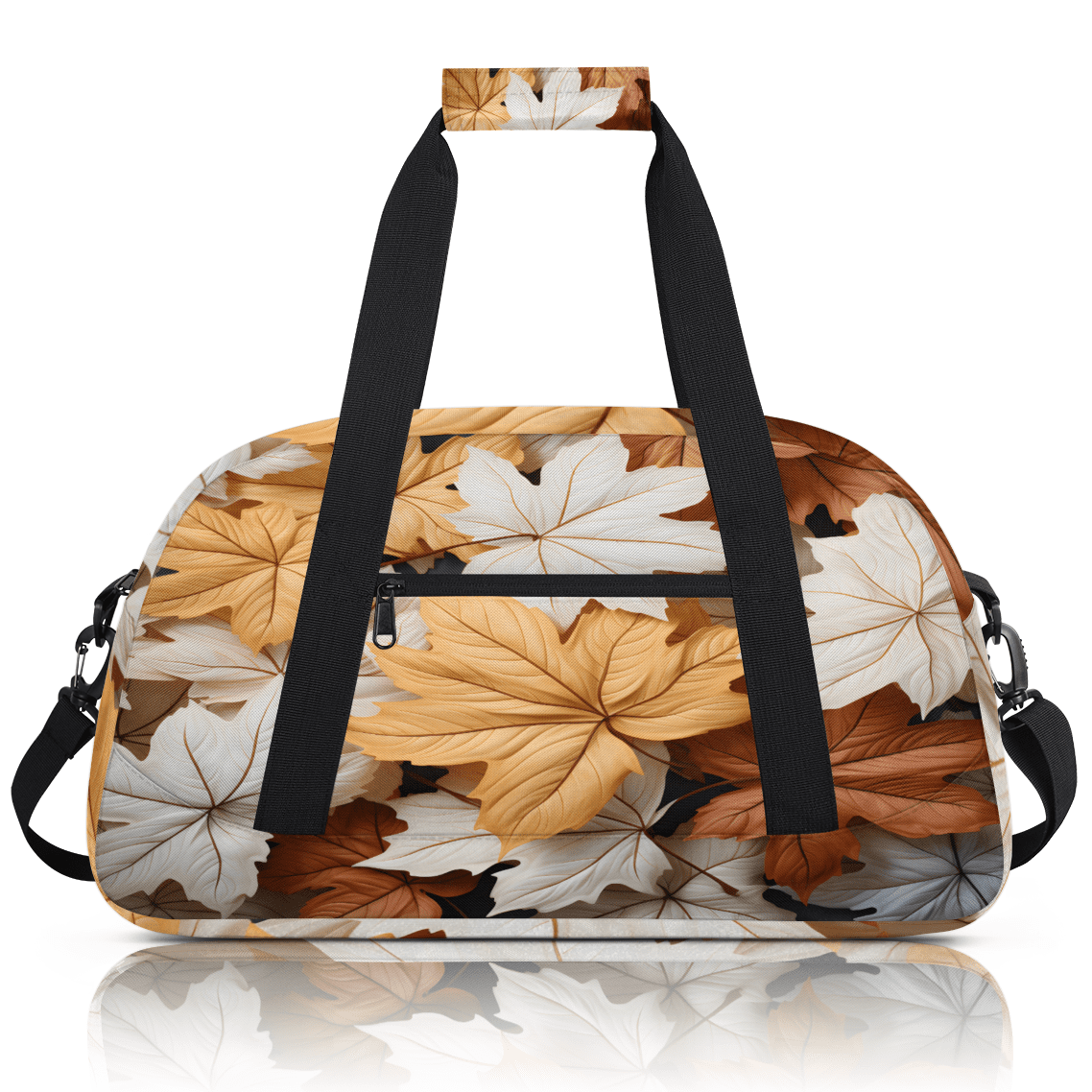 Herdesigns Fall Printed Sports Duffle Bag for Women & Men, Autumn Leaves Gym Bag Dance Bag Overnight Bag Carry On Weekender Travel Bag
