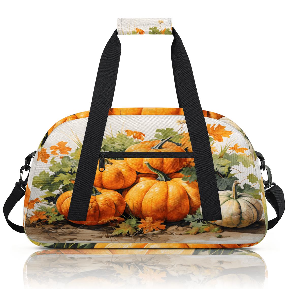 Herdesigns Fall Watercolor Pumpkin Sports Duffle Bag for Women & Men, Autumn Gym Bag Dance Bag Overnight Bag Carry On Weekender Travel Bag