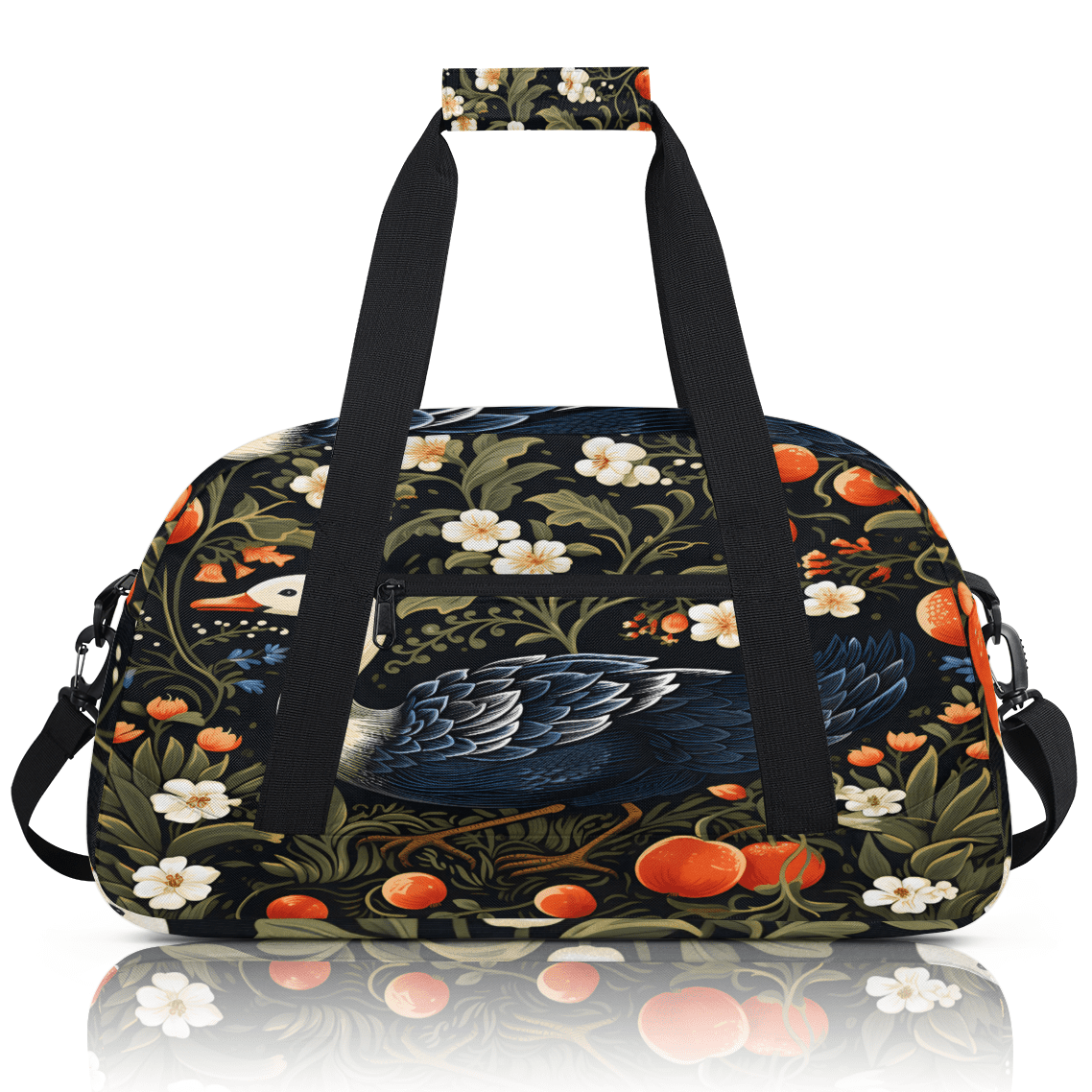 Herdesigns Farmhouse Floral Birds Sports Duffle Bag for Women & Men, Vintage Flower Leaf Plant Gym Bag Dance Bag Overnight Bag Carry On Weekender Travel Bag