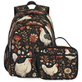 thumbnail image 1 of Herdesigns Farmhouse Floral Chicken Large Backpack Set with Lunch Box Lightweight Water Resistant Travel Laptop Backpacks Casual Daypacks for Women Men, 1 of 8