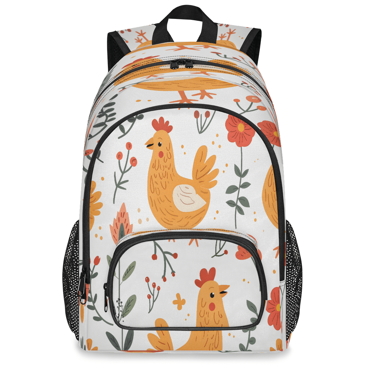 Herdesigns Farmhouse Rooster Chickens Laptop Backpack for Women Men, 18.3 Inch Large Computer Backpacks Fashion Teacher Nurse Bag Casual Daypack for Work Travel