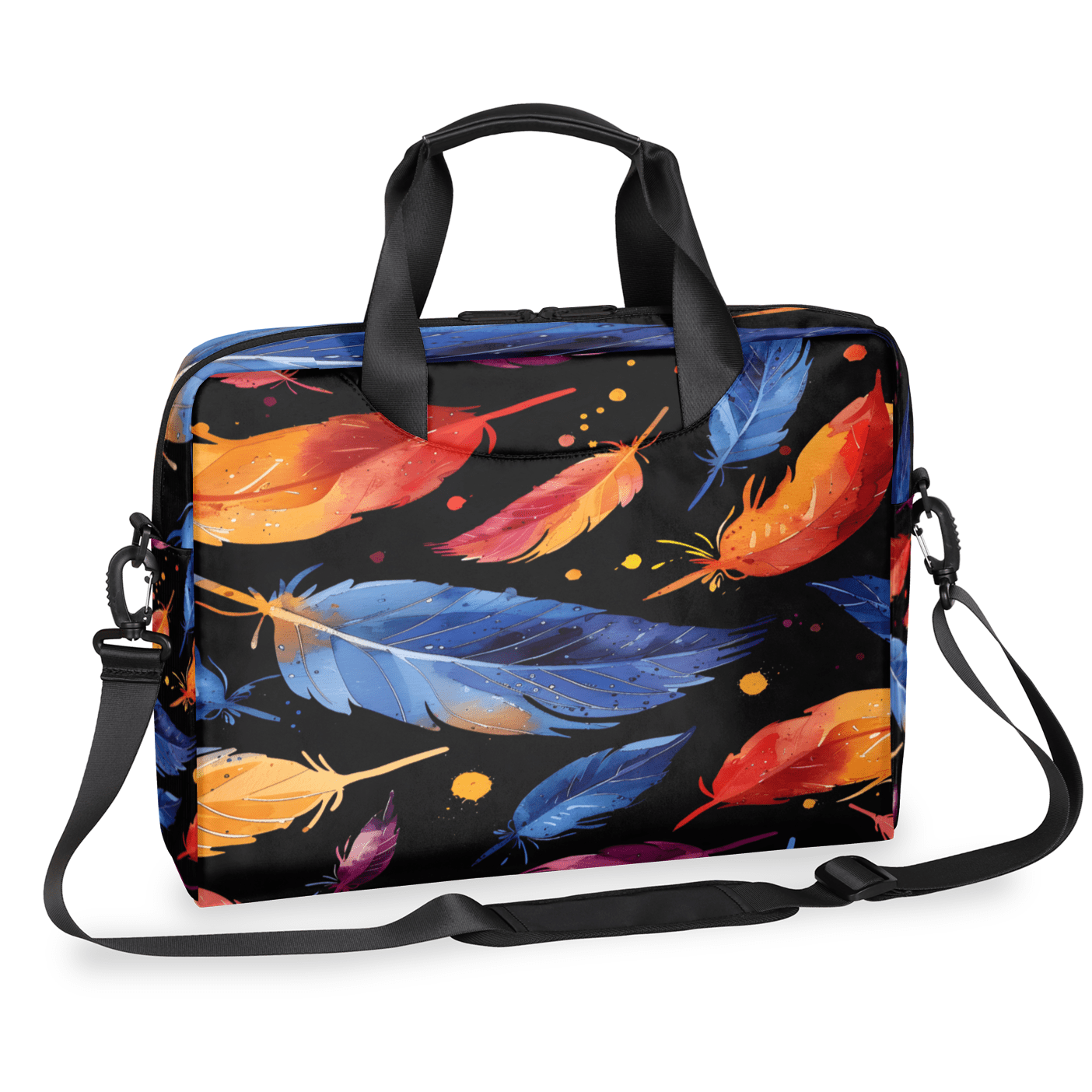 Herdesigns Feather Laptop Bag for Women Men, Computer Case Briefcase Messenger Bags, 15-15.6 inch Laptop Sleeve Shoulder Bag