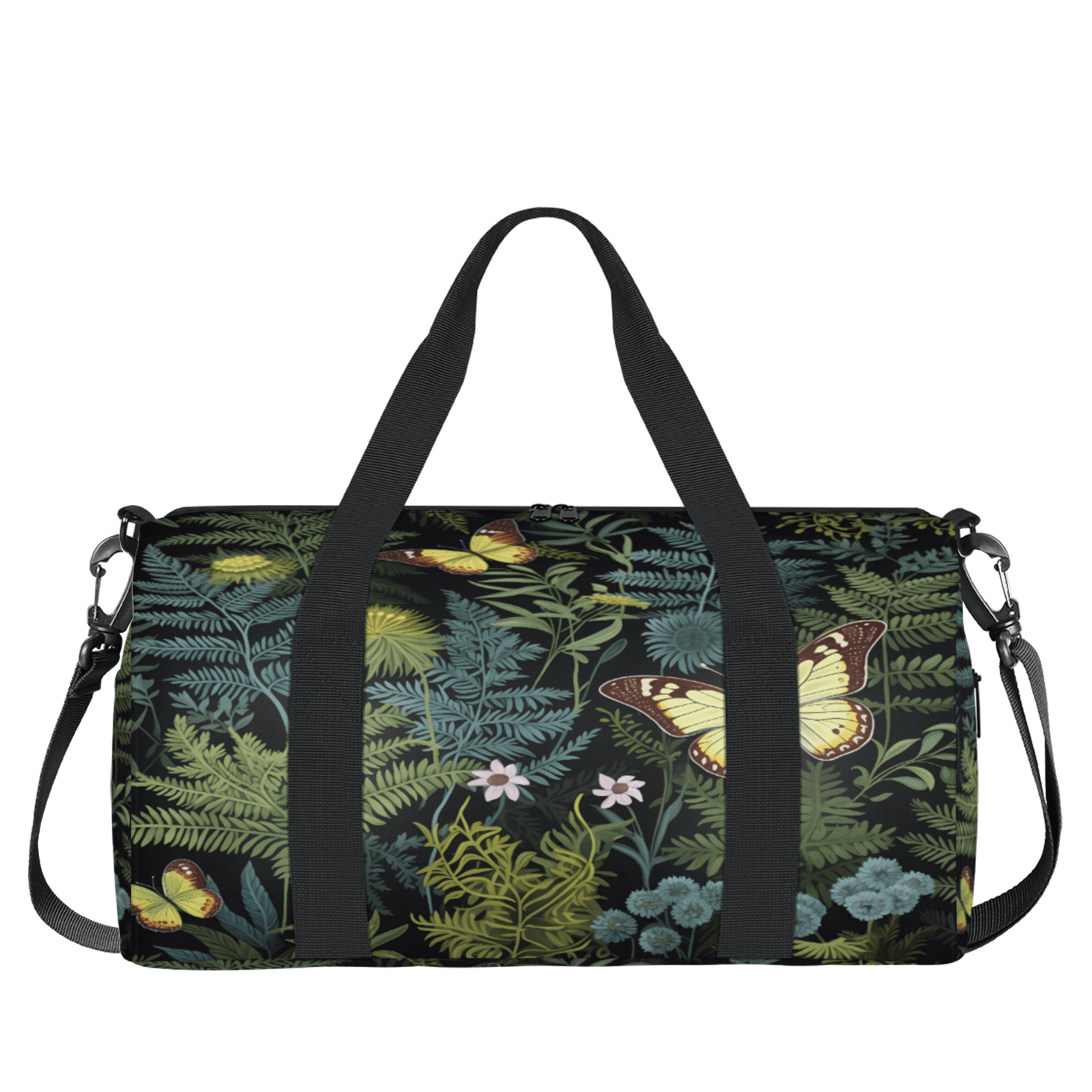 Herdesigns Fern Leaf Leaves Travel Duffle Bag Sports Yoga Weekender Overnight Carry on Workout Bags Lightweight Waterproof Gym Tote Bag for Women