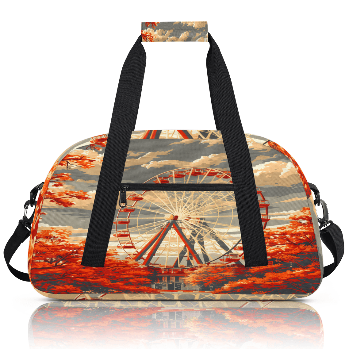 Herdesigns Ferris Wheel Sports Duffle Bag for Women & Men, Romantic Theme Gym Bag Dance Bag Overnight Bag Carry On Weekender Travel Bag