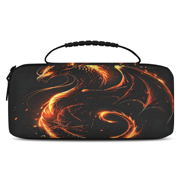 Herdesigns Fire Dragon Carrying Case for Nintendo Switch OLED Model 2021 & Switch 2017 with 20 Game Card Slots, Portable Travel Carry Case for Accessories and Console