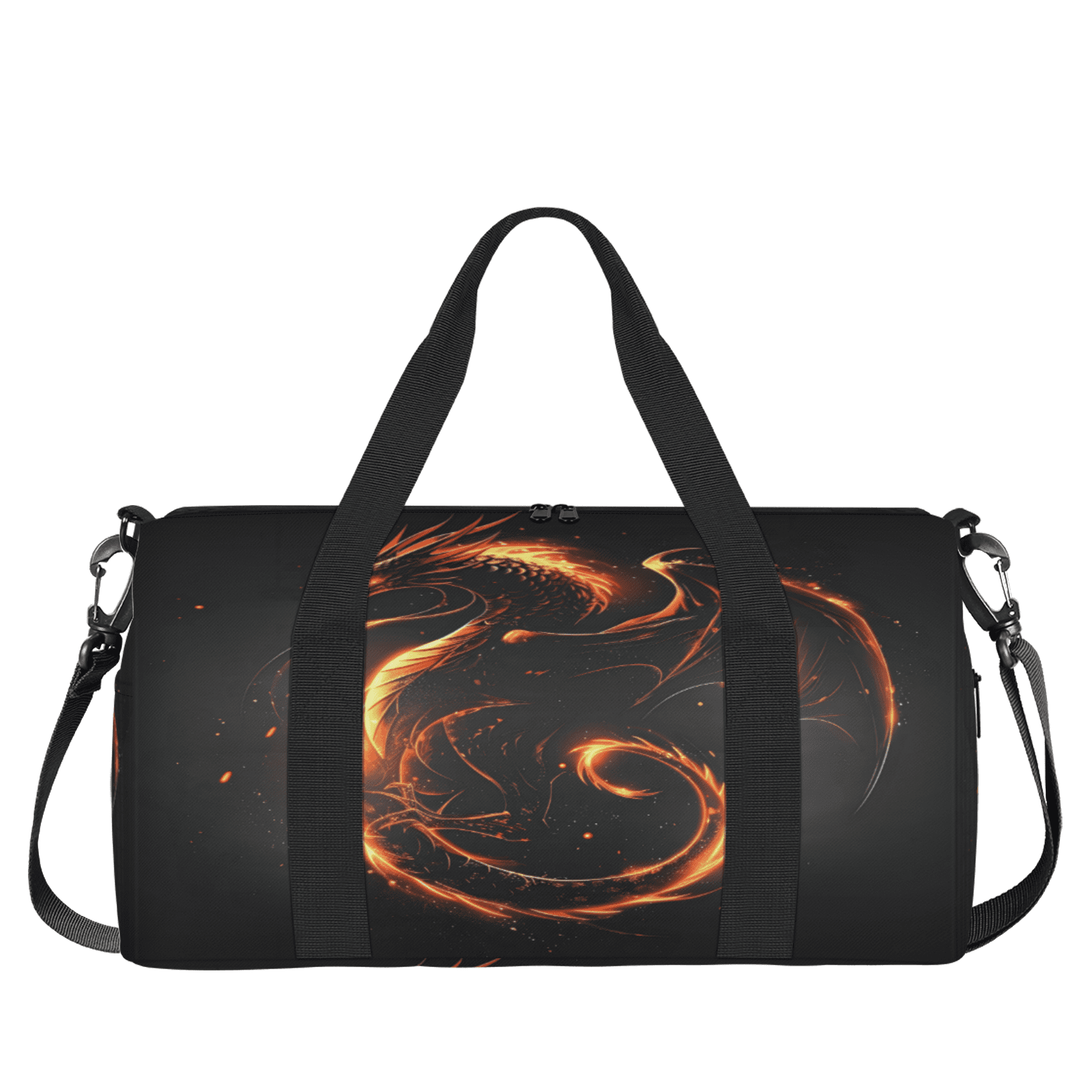 Herdesigns Fire Dragon Gym Bag for Women, Duffle Bag for Travel Sport, Lightweight Waterproof Carry on Weekender Overnight Dance Yoga Workout Bags