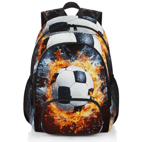 Herdesigns Fire Soccer Ball Laptop Backpack for Women Men, 18.3 Inch Work Computer Backpacks Sports Football Large Nurse Bag Waterproof Casual Daypack for Travel