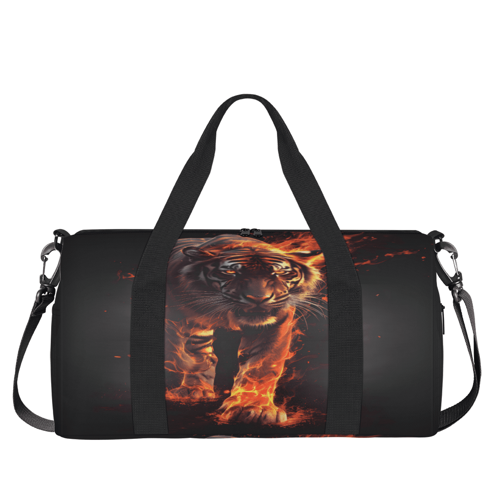 Herdesigns Fire Tiger Gym Bag for Women, Duffle Bag for Travel Sport, Lightweight Waterproof Carry on Weekender Overnight Dance Yoga Workout Bags