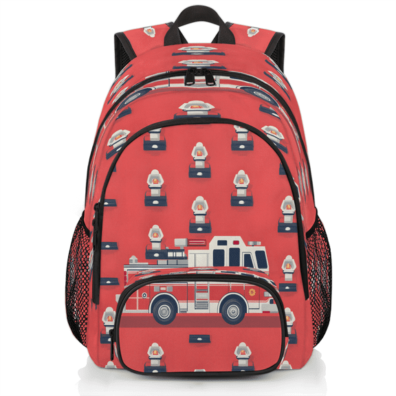 Herdesigns Fire Truck Laptop Backpack for Women Men, 18.3 Inch Work Computer Backpacks Car Large Nurse Bag Waterproof Casual Daypack for Travel