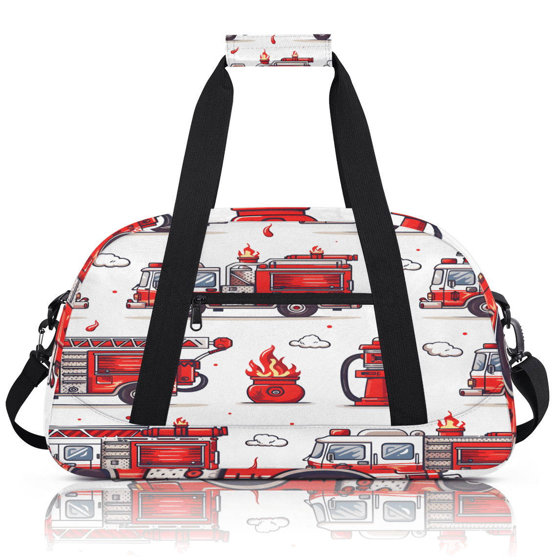 Herdesigns Fire Truck Sports Duffle Bag for Women & Men, Transportation Gym Bag Dance Bag Overnight Bag Carry On Weekender Travel Bag