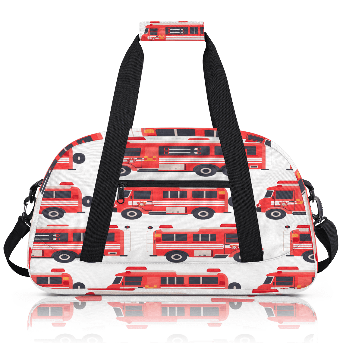 Herdesigns Fire Trucks Sports Duffle Bag for Women & Men, Car Gym Bag Dance Bag Overnight Bag Carry On Weekender Travel Bag