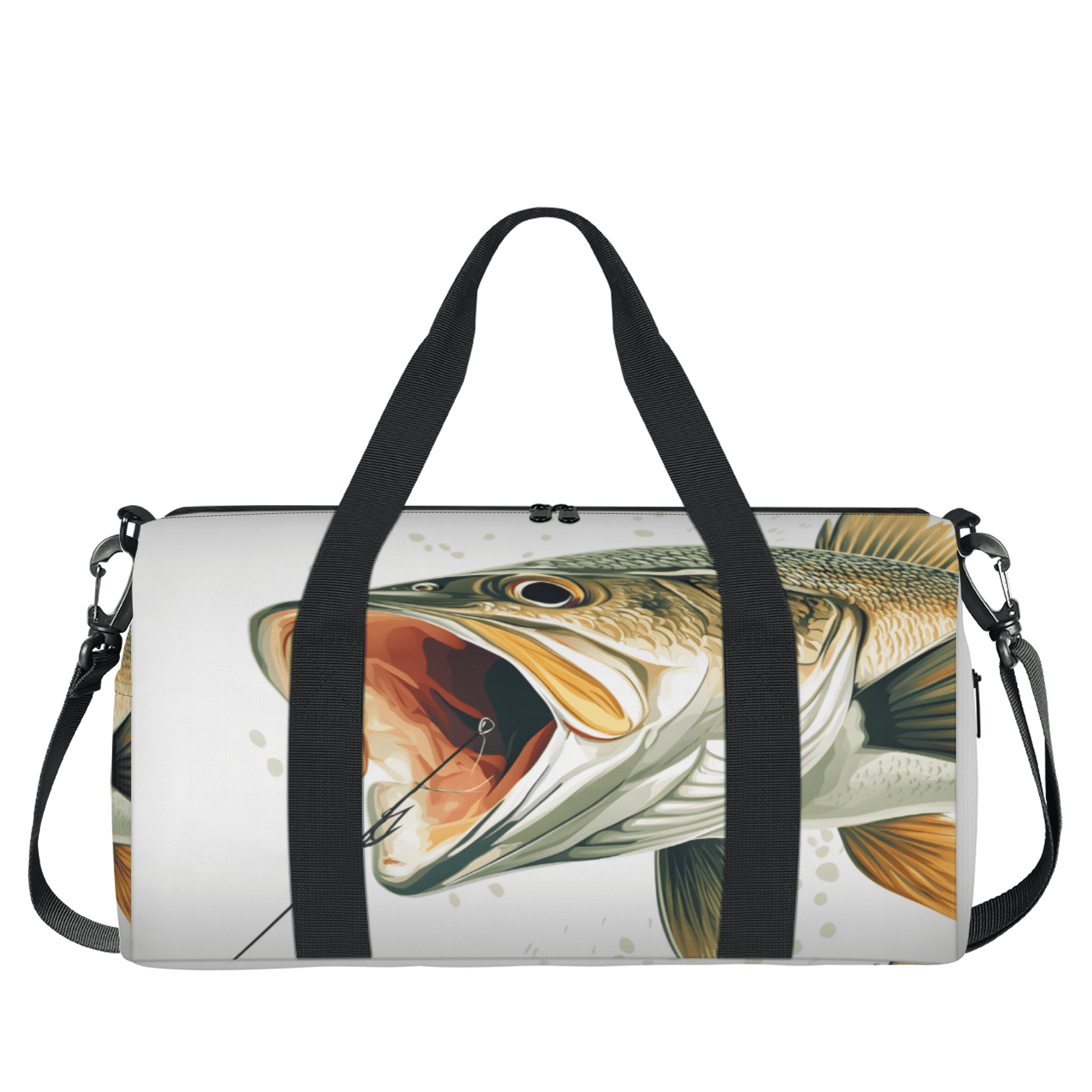 Herdesigns Fish Gym Bag for Women, Funny Fishes Duffle Bag for Travel Sport, Lightweight Waterproof Carry on Weekender Overnight Dance Yoga Workout Bags