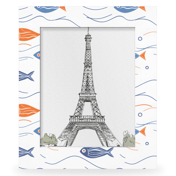 Herdesigns Fishes 8x10 Picture Frame, Ocean Fish Wood Photo Frame for Wall & Tabletop, Vertical & Horizontal Display Home Decor
