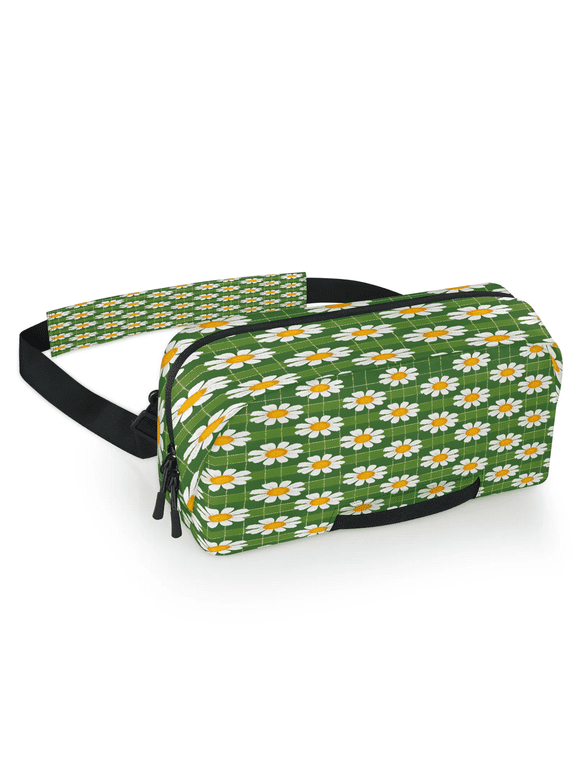 Floral Carrying Case Bag for Gaming Console, Waterproof Travel Crossbody Sling Bag Compatible with Nintendo Switch 2, Adjustable Shoulder Strap Chest Bag, Daisy
