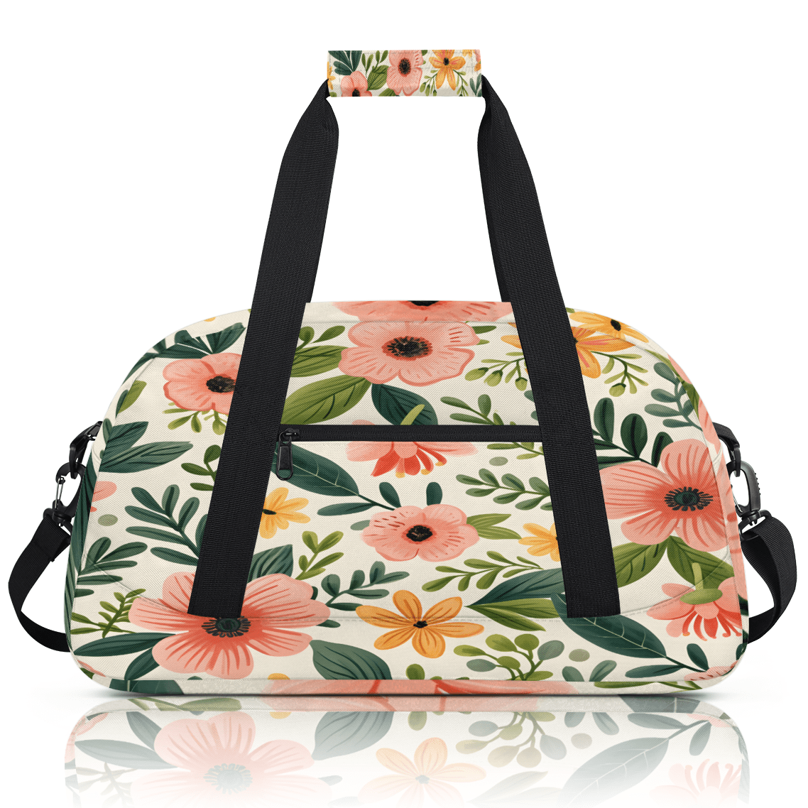 Herdesigns Floral Colorful Sports Duffle Bag for Women & Men, Wildflower Pink Gym Bag Dance Bag Overnight Bag Carry On Weekender Travel Bag