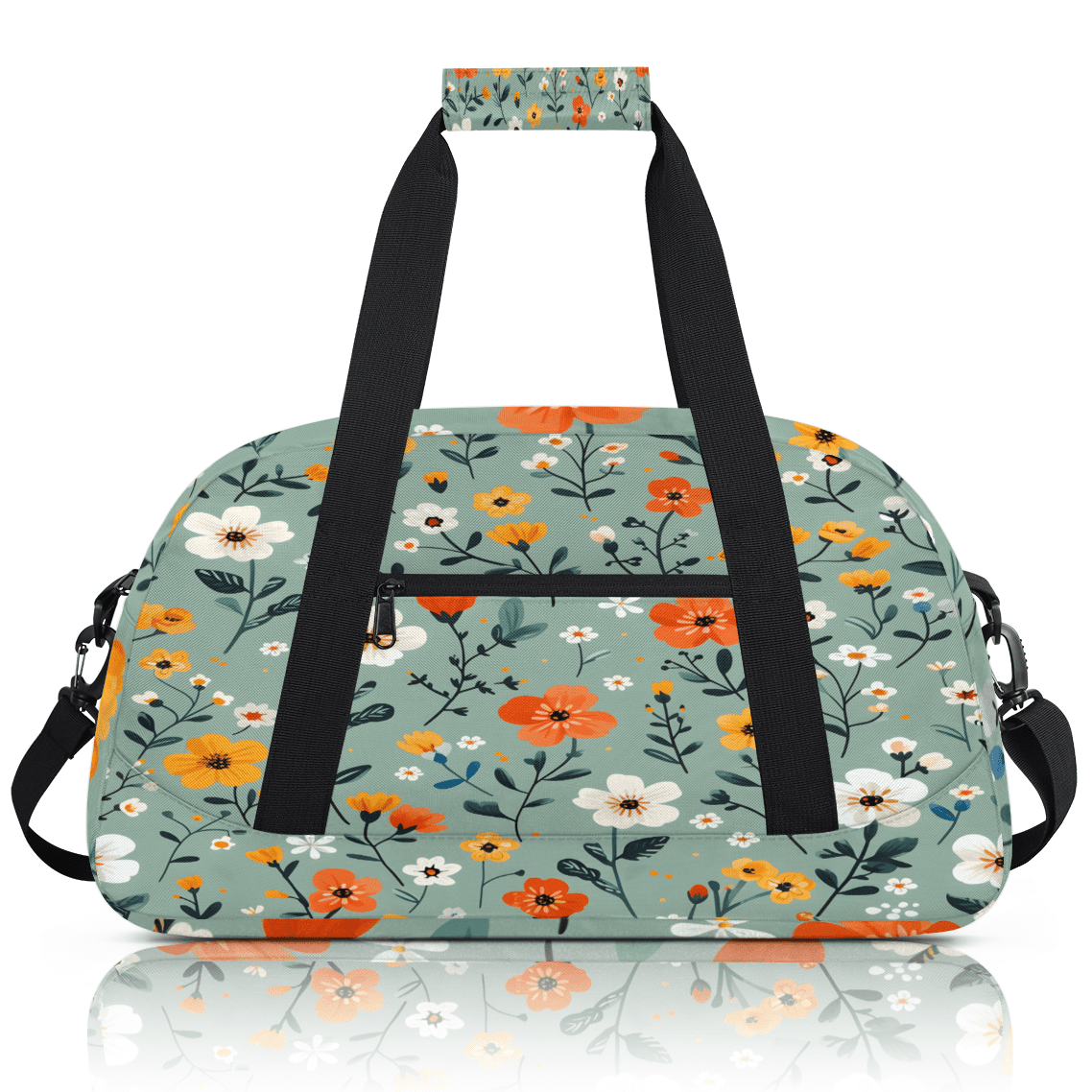 Herdesigns Floral Flower Plant Sports Duffle Bag for Women & Men, Blooming Flowers Gym Bag Dance Bag Overnight Bag Carry On Weekender Travel Bag