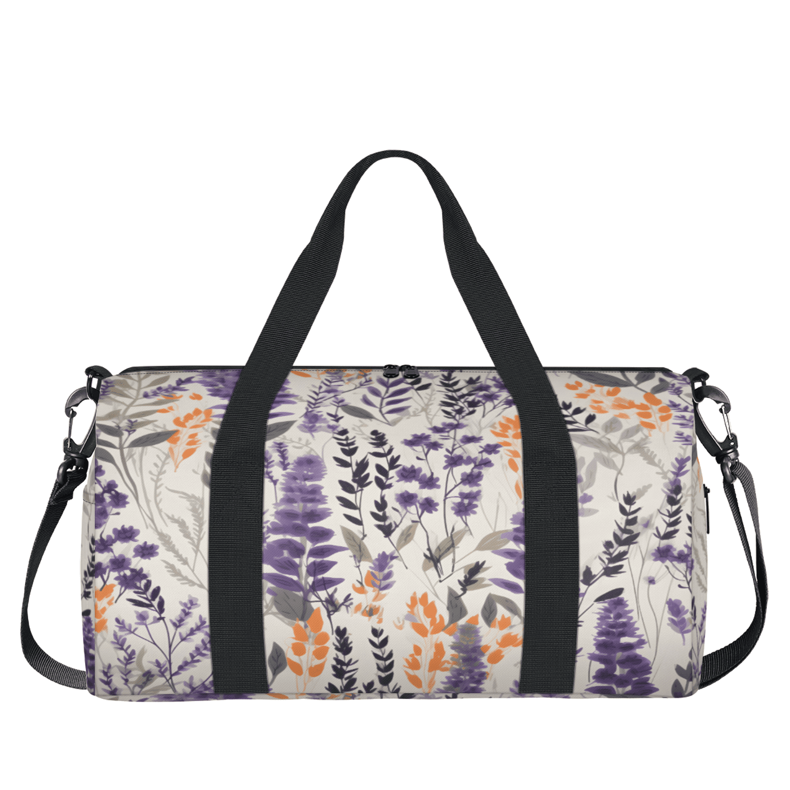 Herdesigns Floral Gym Bag for Women, Duffle Bag for Travel Sport, Lavender Lightweight Waterproof Carry on Weekender Dance Yoga Workout Bags