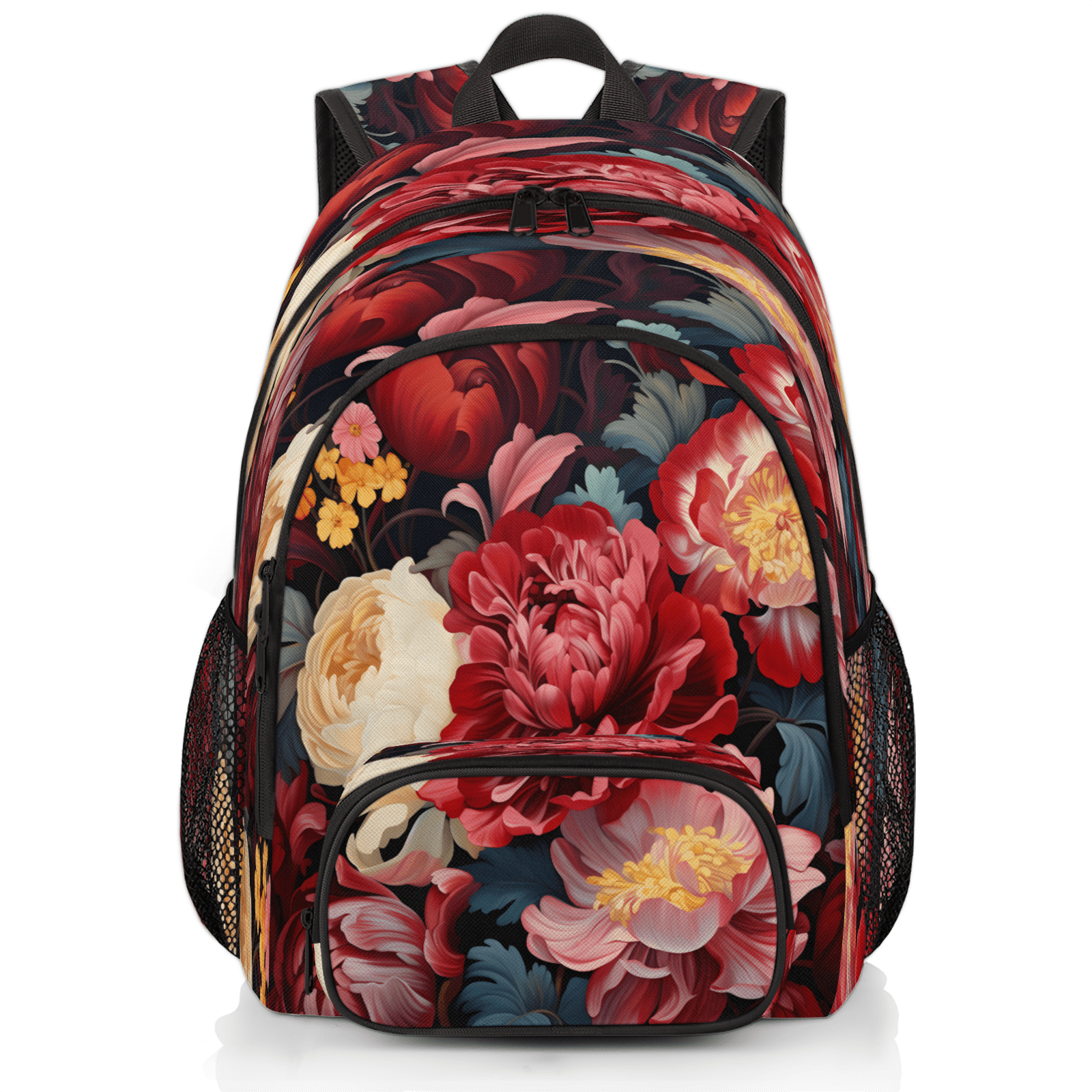 2593 Backpack Purse Anti Theft Backpack Work College Bookbag Flower Herdesigns Pink White Floral Laptop Backpack for Women Men  main image 2