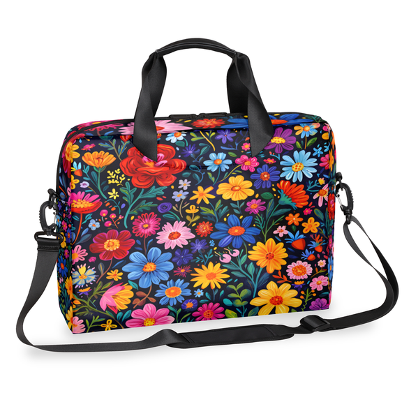 Herdesigns Floral Laptop Bag for Women Men, Computer Case Briefcase Messenger Bags, 15-15.6 inch Laptop Sleeve Shoulder Bag