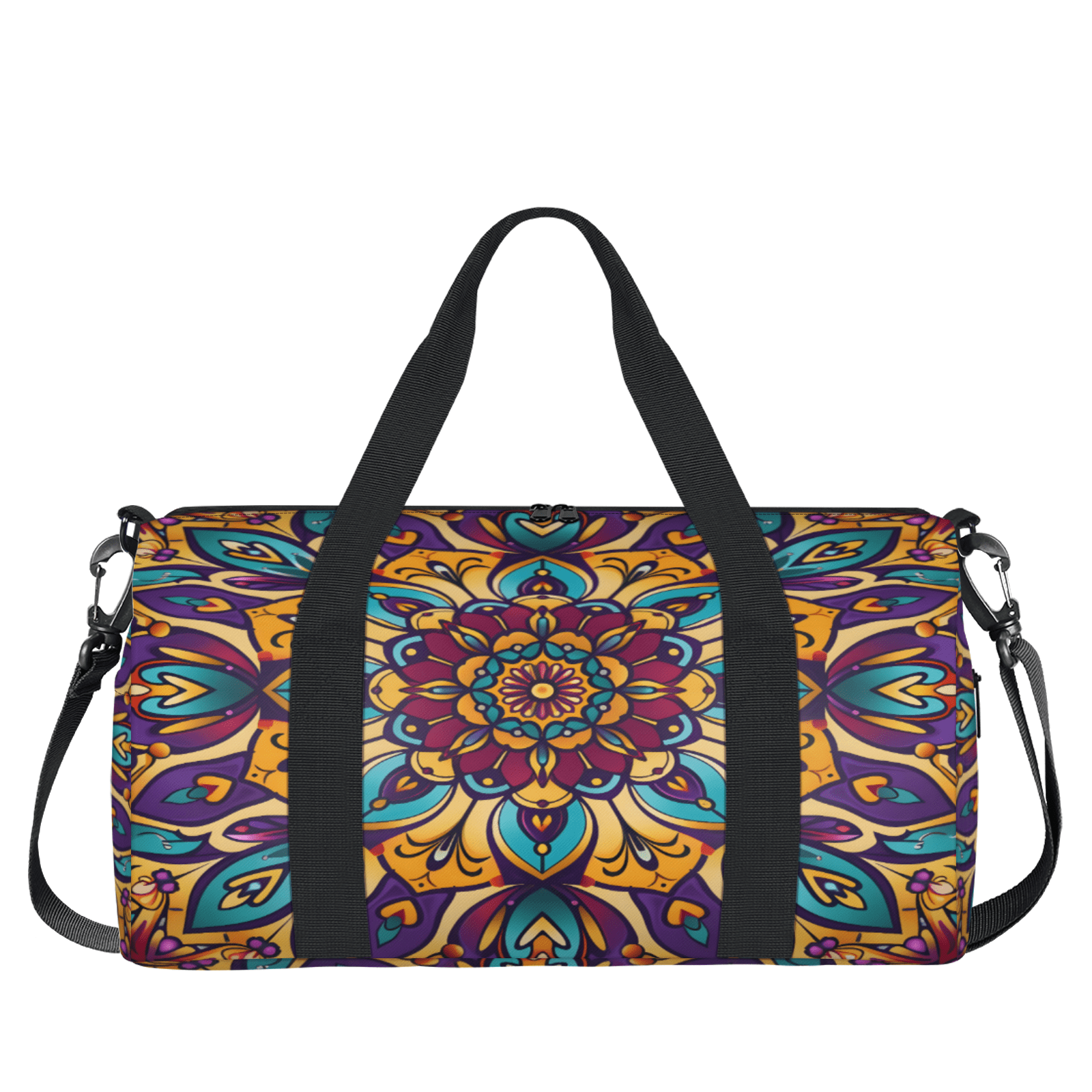 Herdesigns Floral Mandala Gym Bag for Women, Duffle Bag for Travel Sport, Lightweight Waterproof Carry on Weekender Overnight Dance Yoga Workout Bags