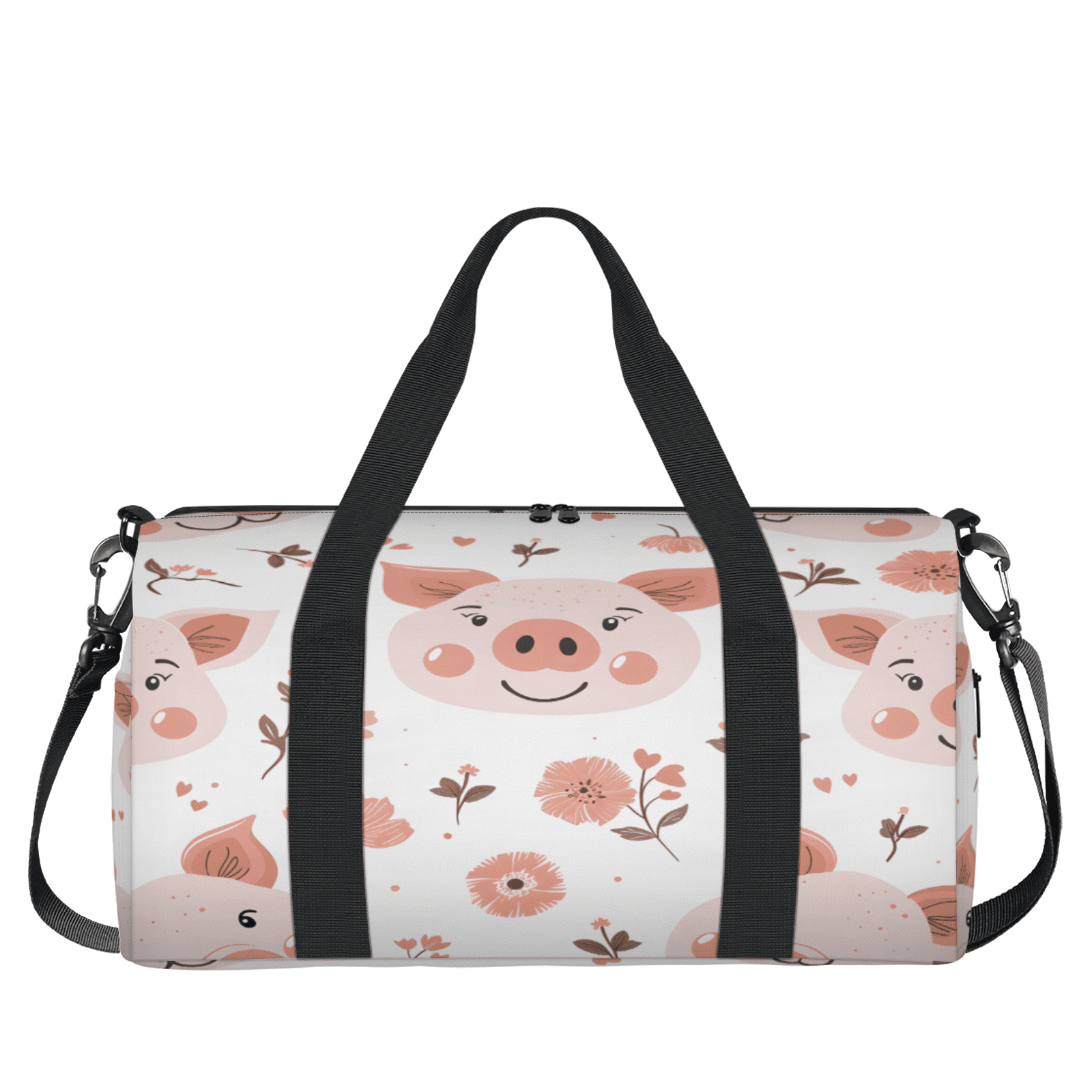 Herdesigns Floral Pig Gym Bag for Women, Duffle Bag for Travel Sport, Cute Pig Lightweight Waterproof Carry on Weekender Dance Yoga Workout Bags