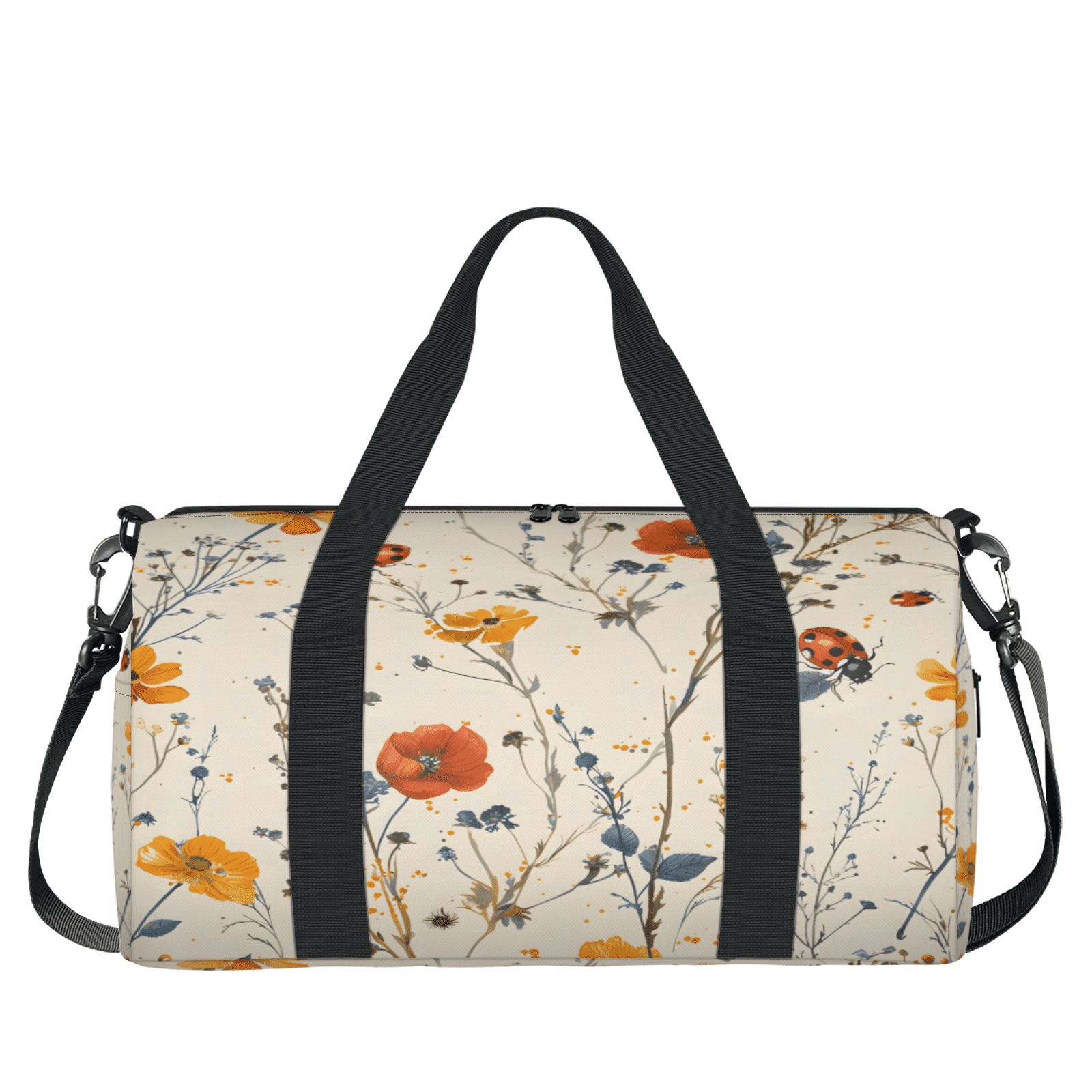 Herdesigns Floral Print Gym Bag for Women, Duffle Bag for Travel Sport, Lightweight Waterproof Carry on Weekender Overnight Dance Yoga Workout Bags