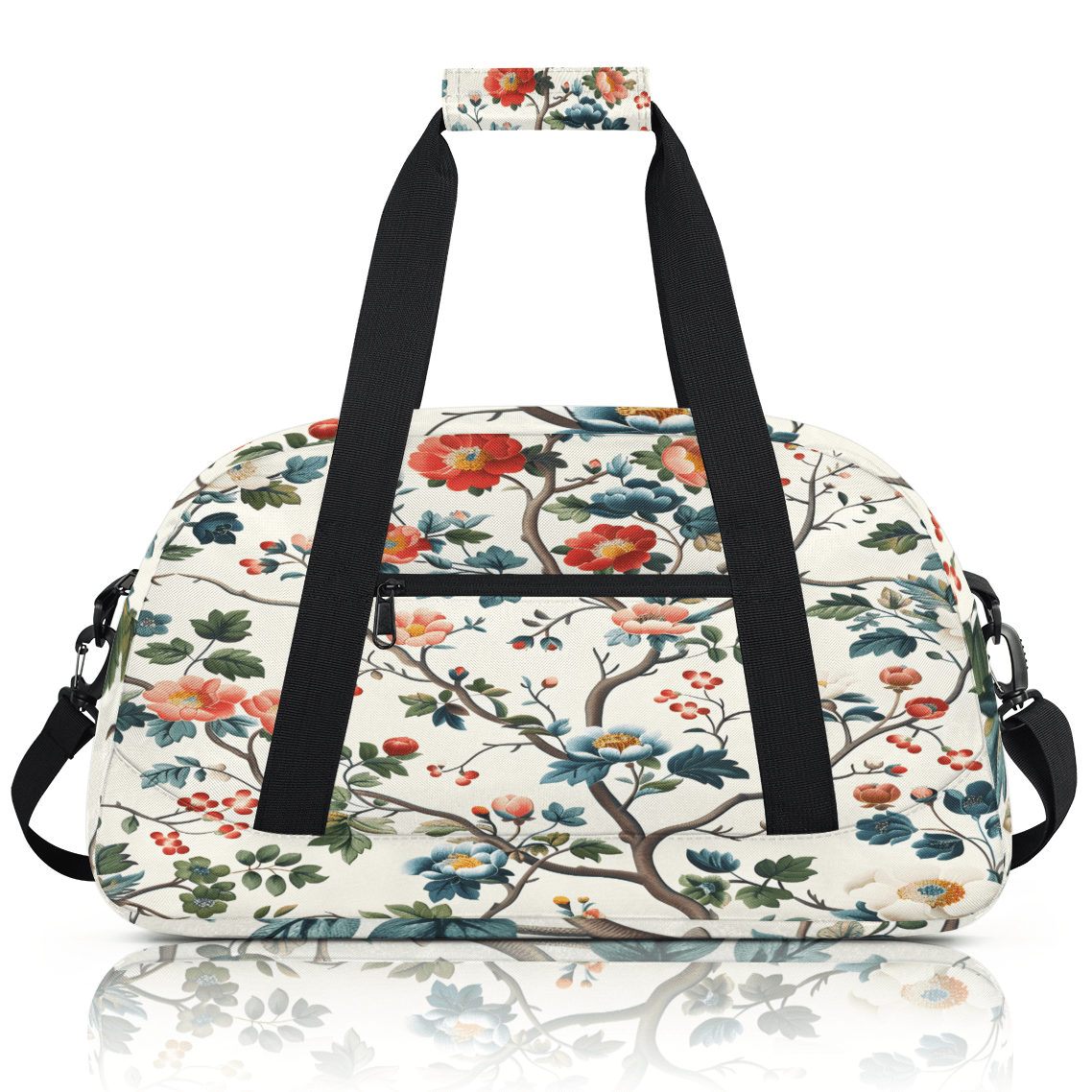Herdesigns Floral Sports Duffle Bag for Women & Men, Vintage Flower Gym Bag Dance Bag Overnight Bag Carry On Weekender Travel Bag