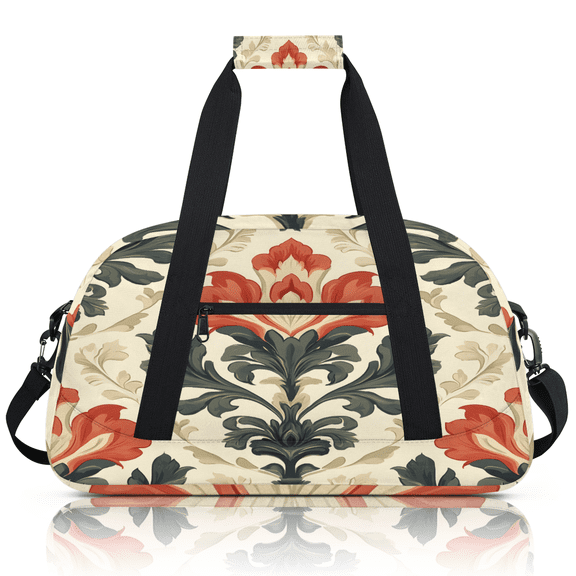 Herdesigns Floral Sports Duffle Bags Travel Duffle Bag Gym Bag Vintage Flower Weekender Travel Bag Waterproof Overnight Bag Carry On Travel Tote Bag Dance Bags