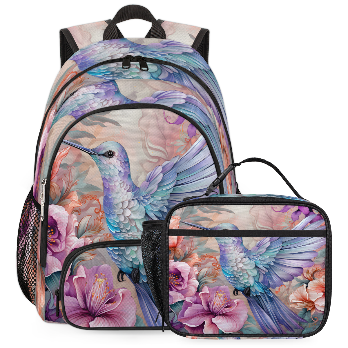 Girls Cute Owl School Backpack And Lunch Bag Set Canvas14inch Laptop Bookbags School Bag Red And Blue