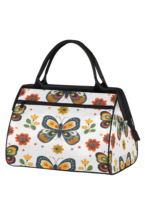 Flower Butterfly Overnight Weekender Bag for Women Men Floral Butterflies Carry On Overnight Travel Duffle Bag Labor Delivery Bag for Hospital