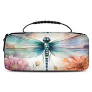 Herdesigns Flower Dragonfly Carrying Case for Nintendo Switch OLED Model 2021 & Switch 2017 with 20 Game Card Slots, Portable Travel Carry Case for Accessories and Console