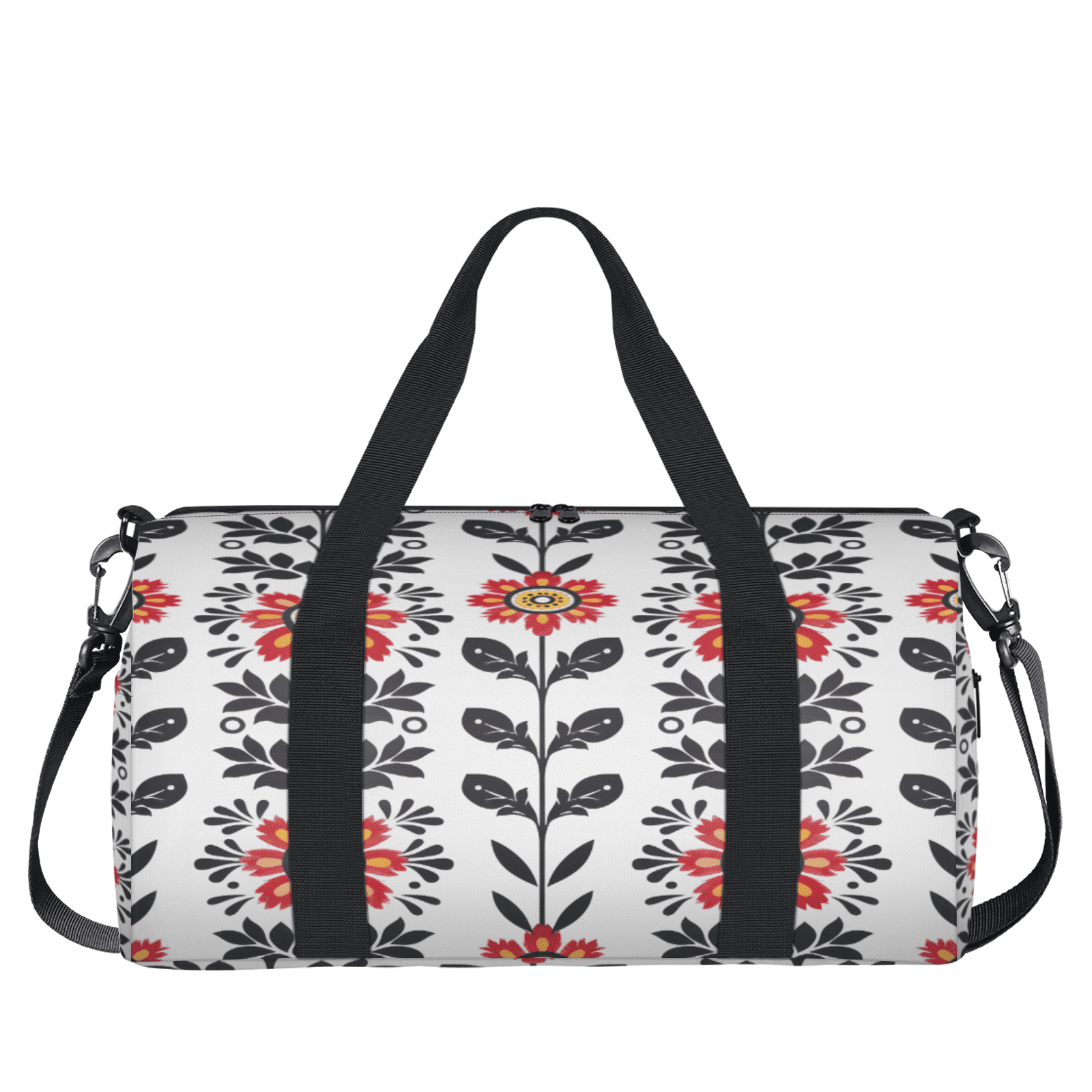 Herdesigns Flower Gym Bag for Women, Duffle Bag for Travel Sport, Vintage Retro Floral Plant Lightweight Waterproof Carry on Weekender Dance Yoga Workout Bags