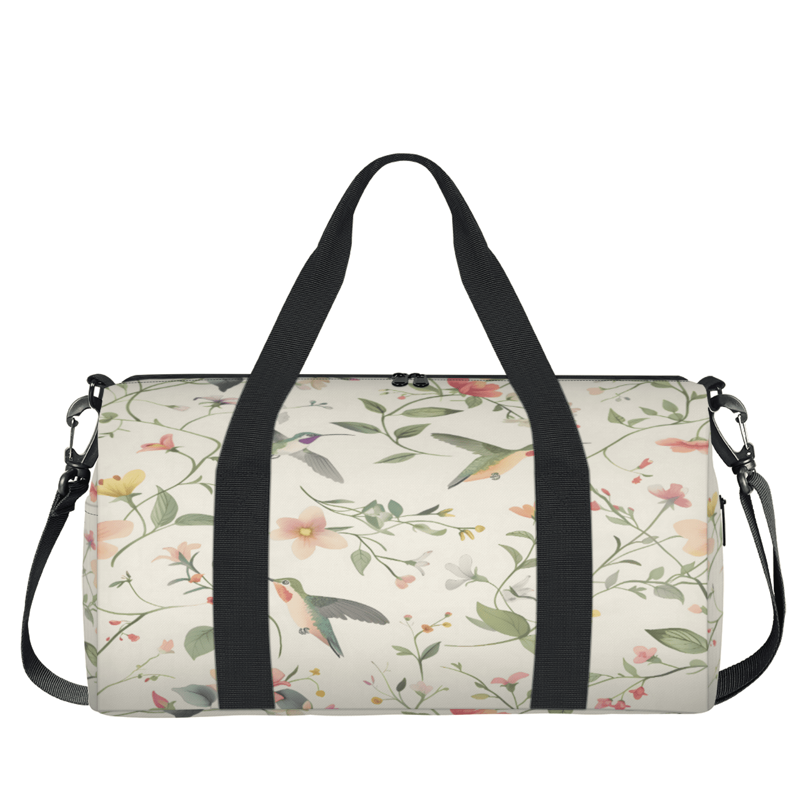 Herdesigns Flower Hummingbird Gym Bag for Women, Duffle Bag for Travel Sport, Lightweight Waterproof Carry on Weekender Overnight Dance Yoga Workout Bags