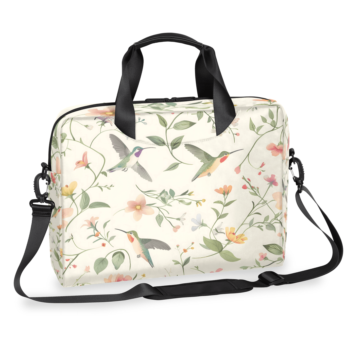 Herdesigns Flower Hummingbird Laptop Bag for Women Men, Computer Case Briefcase Messenger Bags, 15-15.6 inch Laptop Sleeve Shoulder Bag
