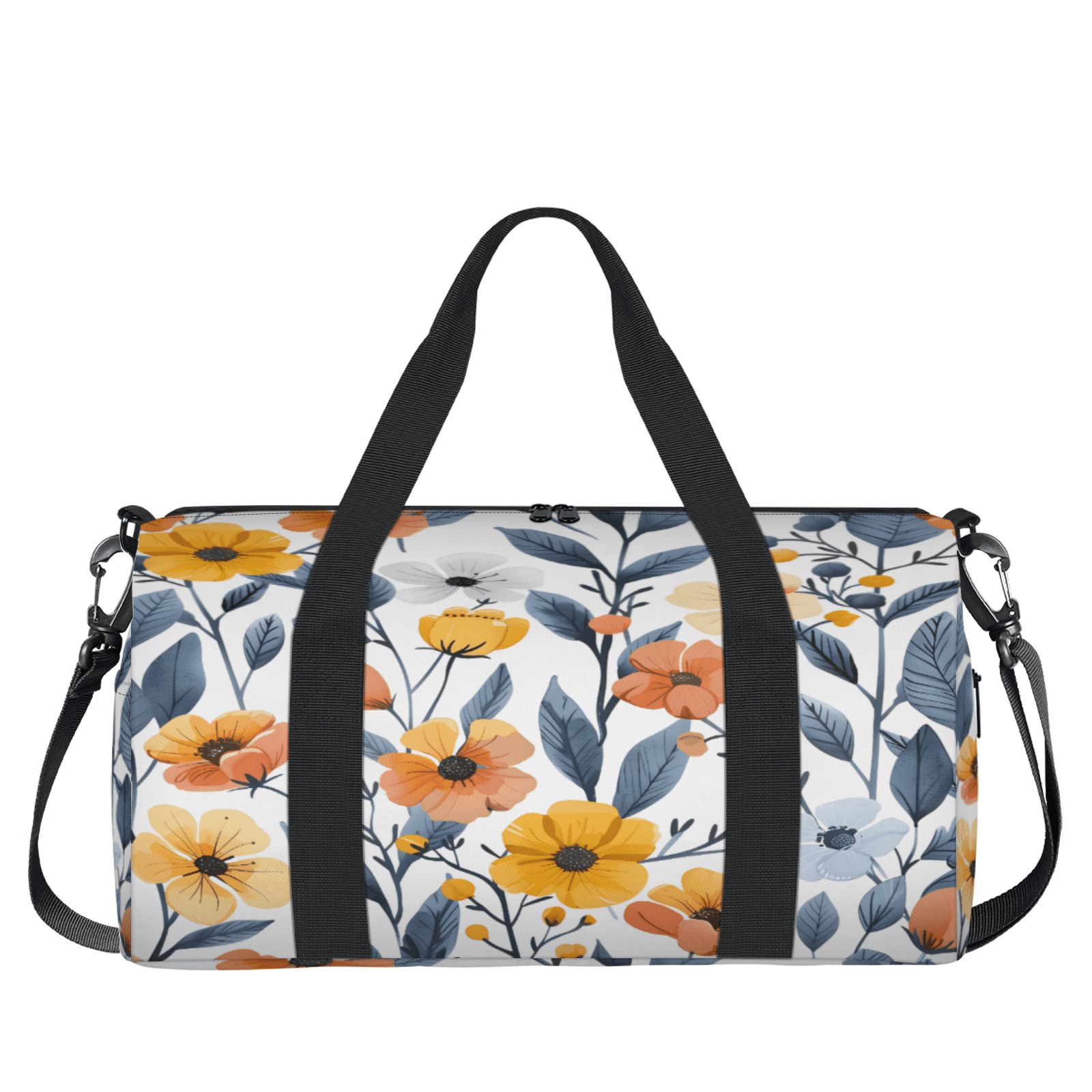 Herdesigns Flower Print Gym Bag for Women, Duffle Bag for Travel Sport, Lightweight Waterproof Carry on Weekender Overnight Dance Yoga Workout Bags