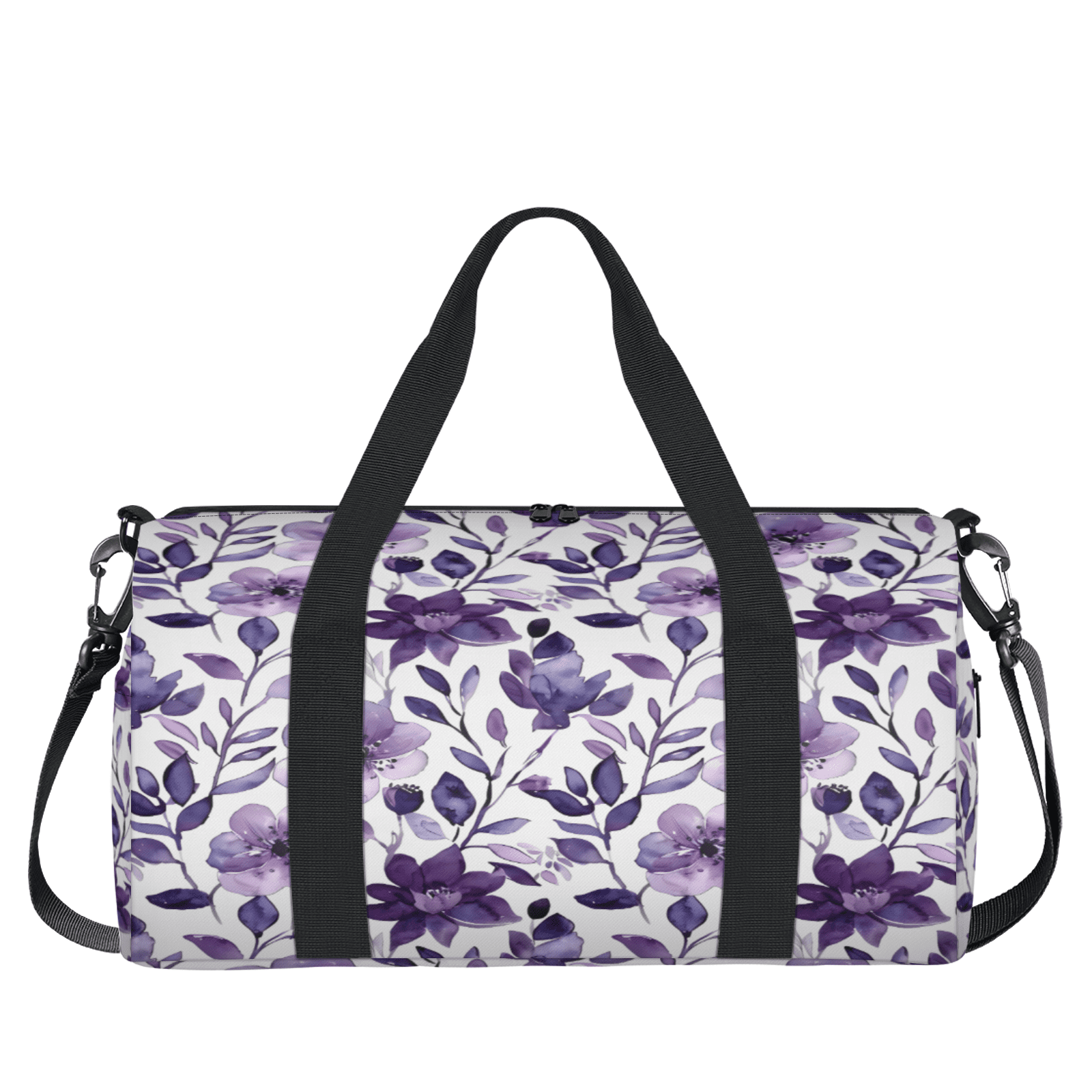 Herdesigns Flower Purple Gym Bag for Women, Duffle Bag for Travel Sport, Lightweight Waterproof Carry on Weekender Overnight Dance Yoga Workout Bags
