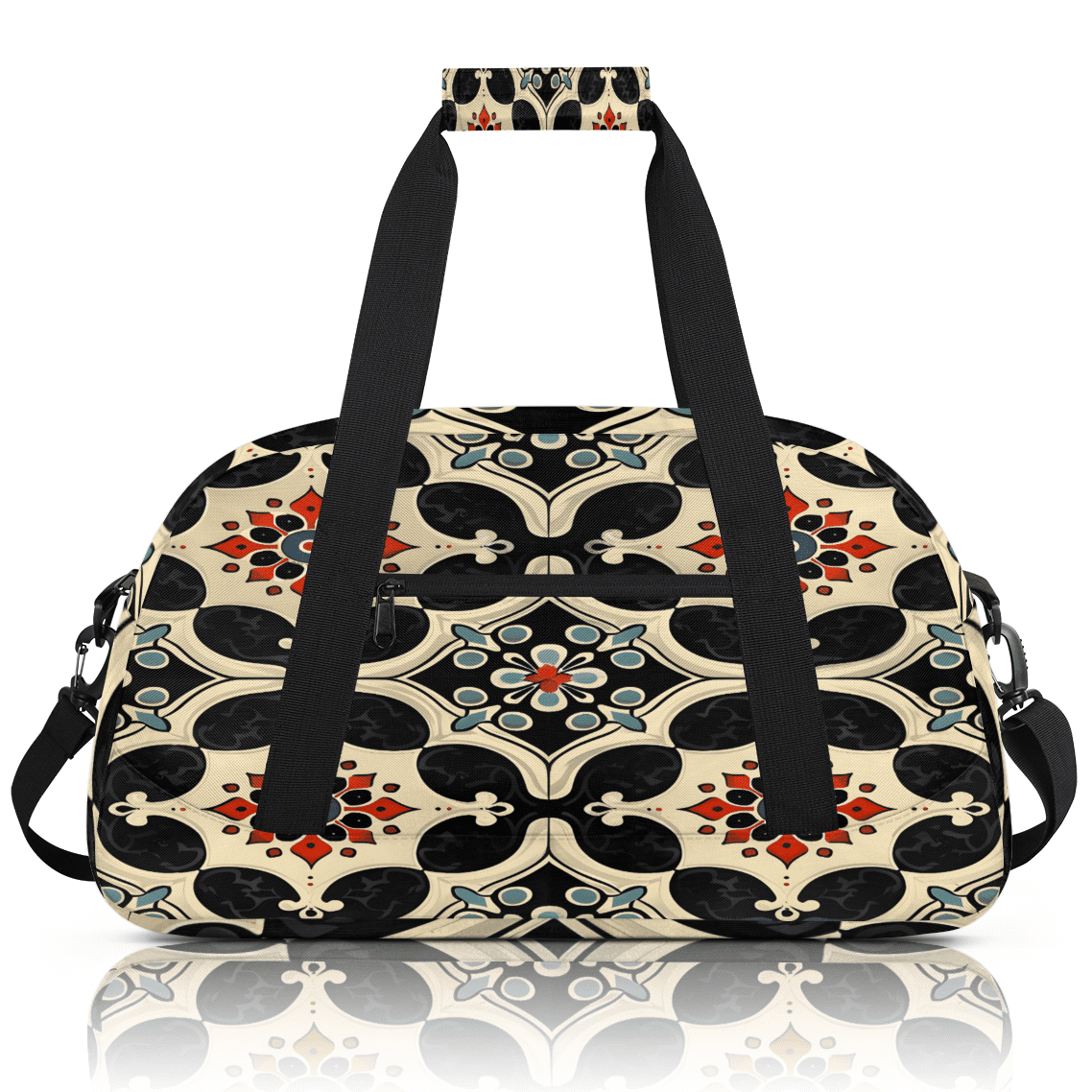 Herdesigns Flower Sports Duffle Bag for Women & Men, Vintage Floral Gym Bag Dance Bag Overnight Bag Carry On Weekender Travel Bag