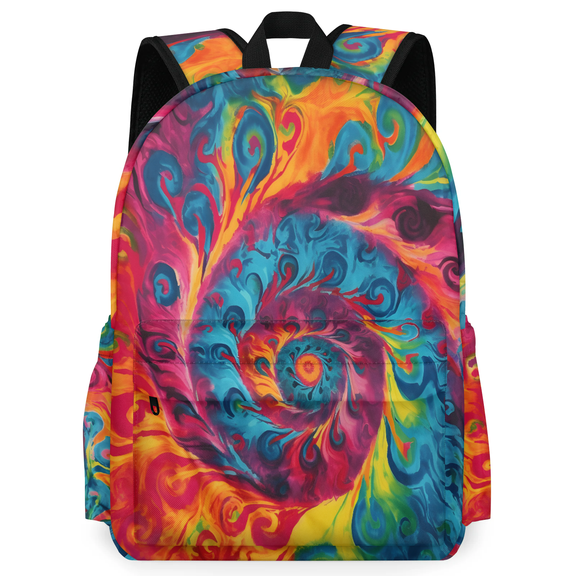 Herdesigns Flower Tie Dye Backpack for Men Women, Lightweight Laptop Backpack 16.3 Inch Boho Style Casual Daypack for Travel Work Commuter