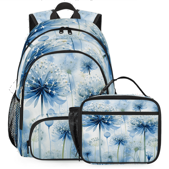 Herdesigns Flowers Backpack with Lunch Box Dandelion Lightweight Large Travel Work Laptop Backpacks Set Casual Daypacks