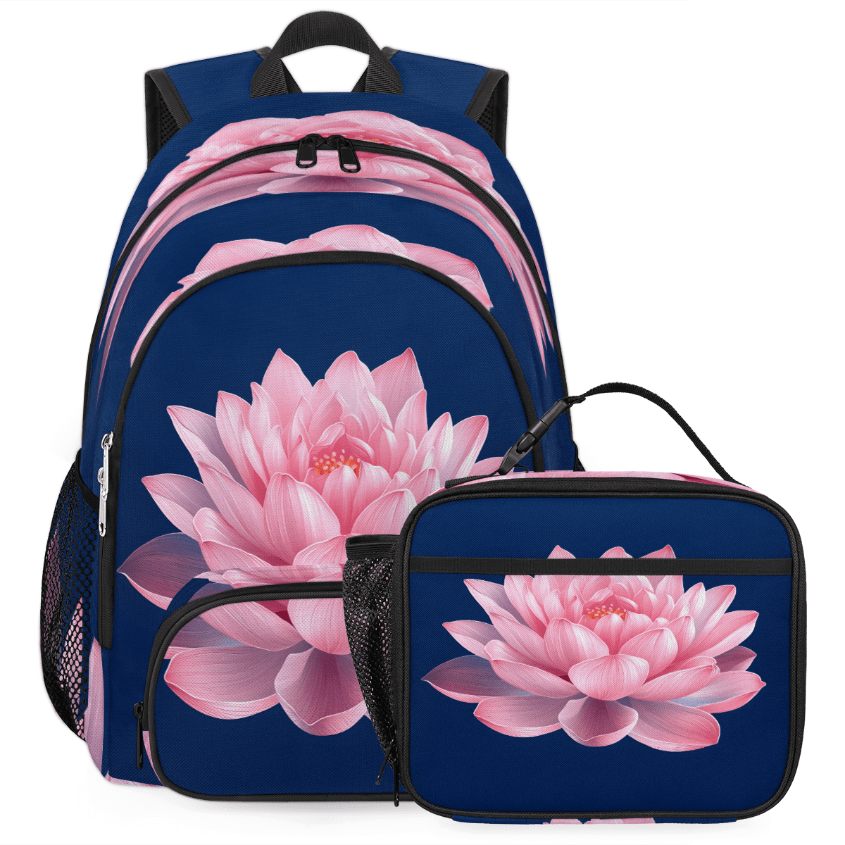 Herdesigns Flowers Large Backpack Set with Lunch Box Lightweight Water ...