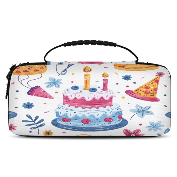 Herdesigns Food Carry Case Compatible with Nintendo Switch 2, with 20 Game Card Slots, Cake Happy Birthday Portable Travel Carrying Case Pouch for Accessories & Games