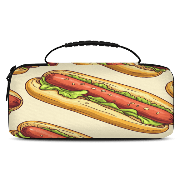 Herdesigns Food Carry Case Compatible with Nintendo Switch OLED 2021/Switch 2017, Hot Dogs Protective Travel Switch Carrying Case with 20 Game Card Slots for Switch Console & Accessories