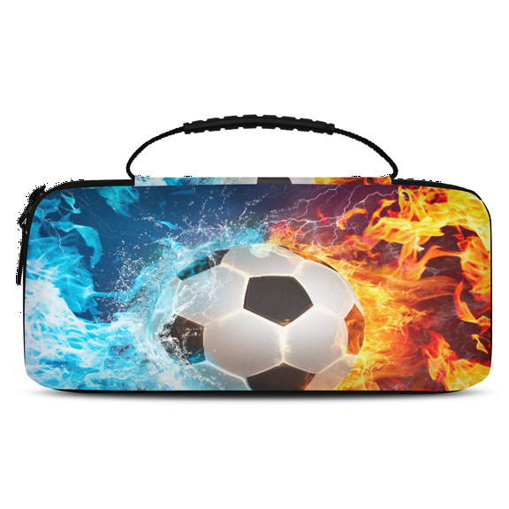 Herdesigns Football Ball Flame Carrying Case for Nintendo Switch OLED Model 2021 & Switch 2017 with 20 Game Card Slots, Portable Travel Carry Case for Accessories and Console